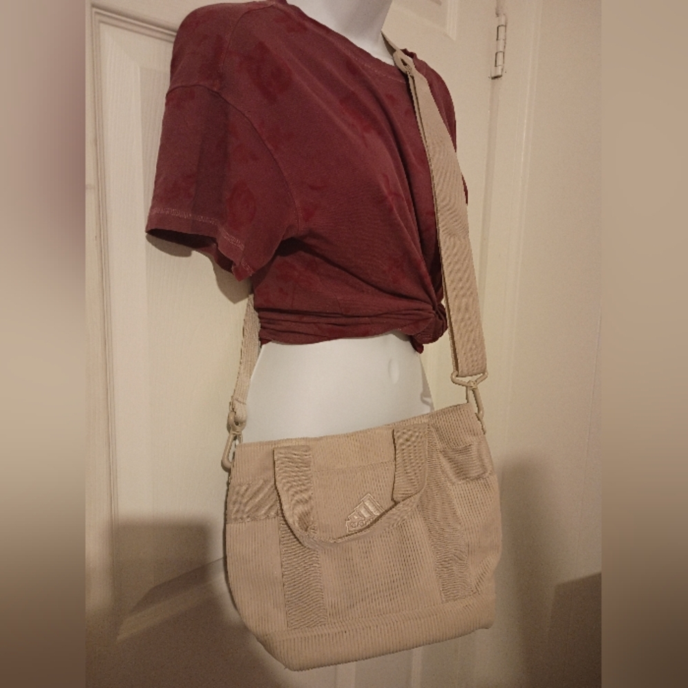 Adidas Beige Corduroy Mini Tote Bag